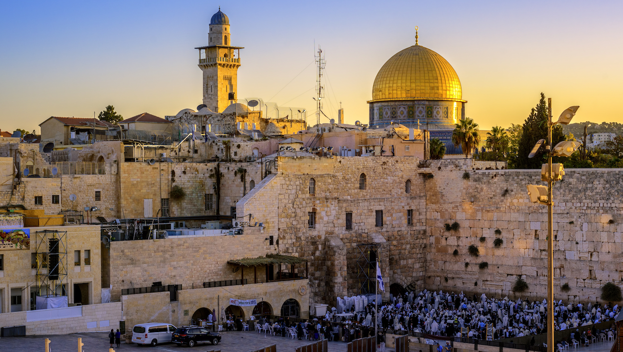 Zidul de Vest și Moscheea de la Domeul de Aur Ierusalim, Israel Circuit 1 Decembrie, Israel Crăciun 2020
